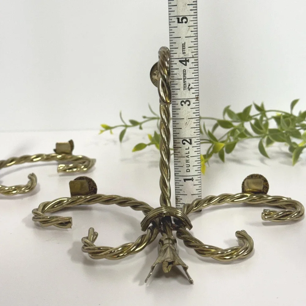 Vintage brass tone twisted rope‎ Wall mount shelf BRACKETS ONLY set of 2